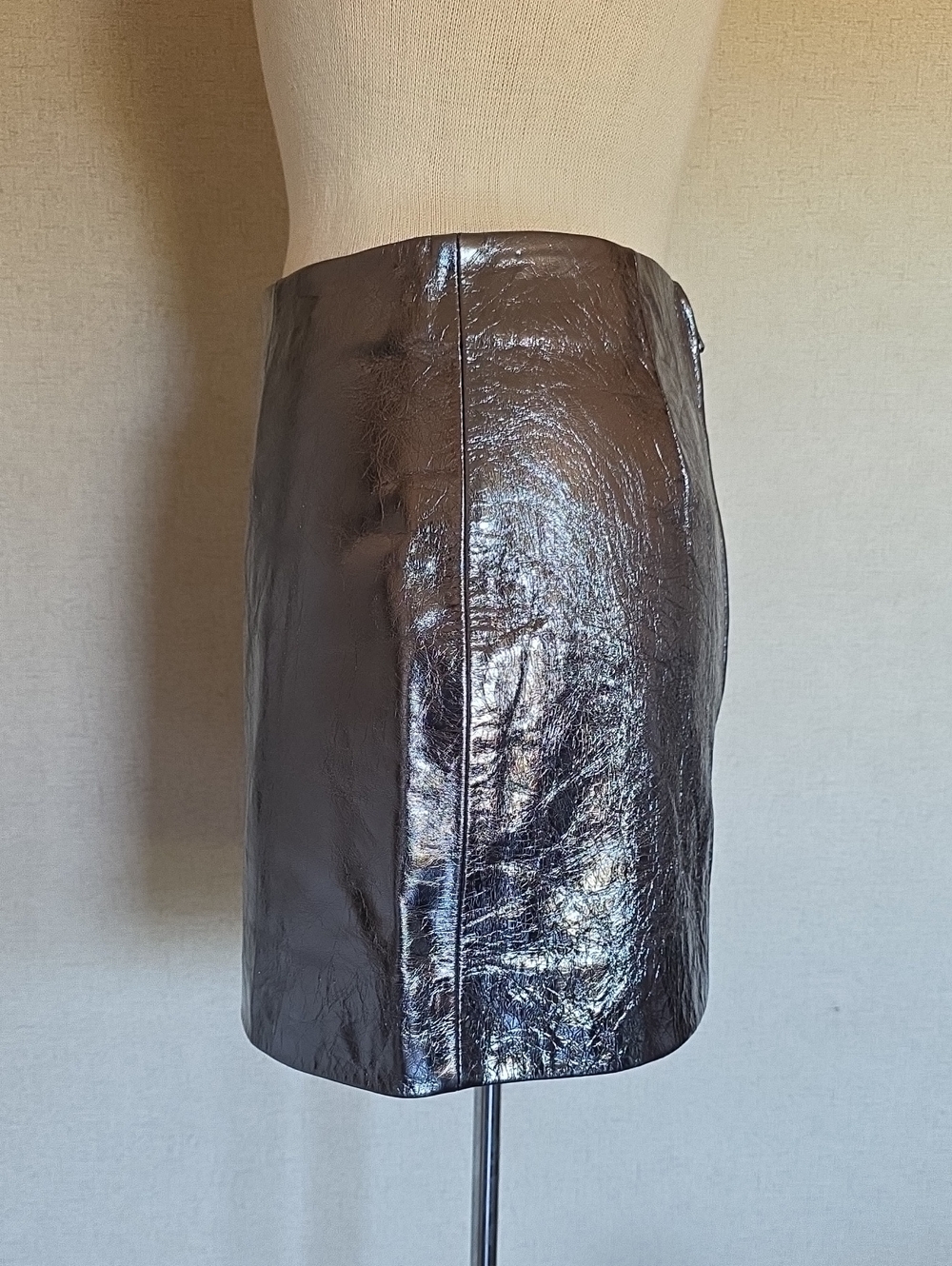 Renggli Gunmetal Foil Leather Skirt - Picture 6 of 9
